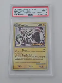 PSA 9 2010 Prerelease Holo Electivire #20 Staff Card - HG&SS Triumphant Stamped - Image 1