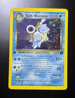 1st Edition Dark Blastoise 3/82 Team Rocket Holo Pokemon Card - NM - SWIRL - Image 1