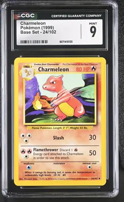 CGC 9 MINT Charmeleon 1999 Base Set 24/102 Pokemon Card - Image 1