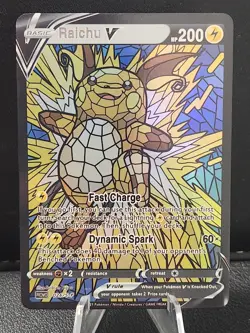 Raichu CUSTOM Stained Glass Holo Van Gogh Shiny Card For Display Only - Image 1