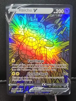 Raichu CUSTOM Stained Glass Holo Van Gogh Shiny Card For Display Only - Image 2