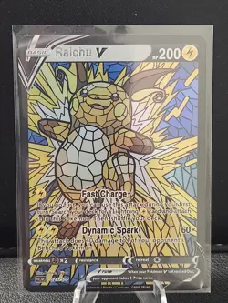 Raichu CUSTOM Stained Glass Holo Van Gogh Shiny Card For Display Only - Image 3