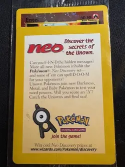 SEALED New Entei 34 Black Star Movie Promo Reverse Holo Neo Pokemon Card - Image 1