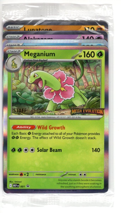 Pokemon Mega Evolution Staff Promo Sealed Meganium Inteleon Alakazam Lunatone - Image 1