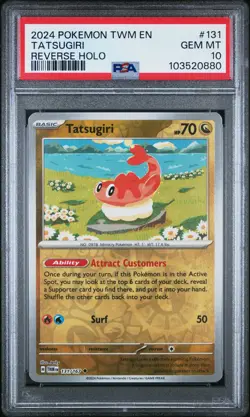2024 POKEMON TWM EN #131 TATSUGIRI REVERSE HOLO PSA 10 TWILIGHT MASQUERADE POP 8 - Image 2