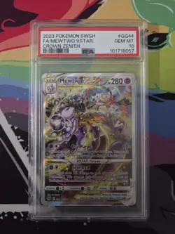 2023 POKEMON SWORD & SHIELD CROWN ZENITH #GG44 FULL ART/MEWTWO VSTAR PSA 10 - Image 1