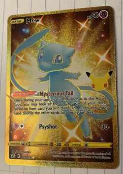 2021 Gold Mew Shiny Holo Rare Celebrations 25th 025/025 NM MT Pokemon SHARP! - Image 1