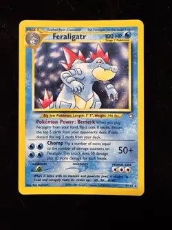 Pokemon TCG Feraligatr Neo Genesis Holo Unlimited Rare Card 4/111 LP Condition - Image 1