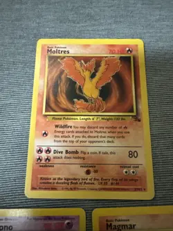 Pokemon Cards Bundle Of 3 Fossil Unlimited Including Moltres, Magmar, Hypno - Image 2