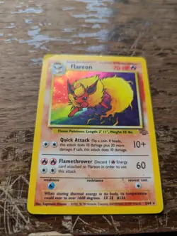 Pokemon WOTC Flareon Holo Jungle Set Played Foil 3/64 Card Rare - Image 1