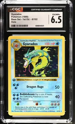 POKEMON CGC 6.5 Gyarados 6/102 1999 Base Set - 1st Edition Rare Holo *3021 - Image 1