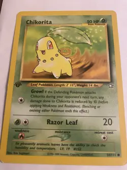 Pokemon TCG Chikorita Neo Genesis 54/111 Regular 1st Edition Common MP - Image 1