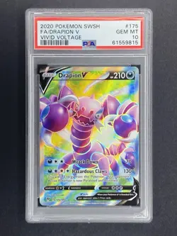 2020 Pokemon Sword & Shield Vivid Voltage Drapion V 175/185 PSA 10 - Image 1