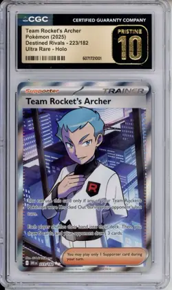 CGC PRISTINE 10 Team Rocket’s Archer Pokemon Destined Rivals Trainer 223/182 - Image 1