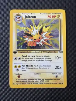 Jolteon Jungle Set 1ST EDITION HOLO Foil Rare Card 4/64 1999 Pokemon - Image 1