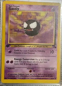 Pokemon Fossil 1st Edition Uncommon card Gastly#33 Nm-MINT Unplayed - WOTC RARE! - Image 1