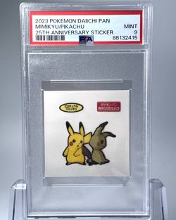 2023 Pokemon Daiichi Pan MIMIKYU/PIKACHU 25th Anniversary Sticker PSA 9 - Image 1