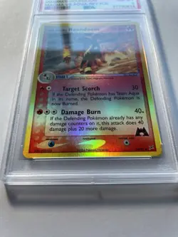 PSA 8 Team Magma's Houndoom 34/95 Reverse Foil EX Magma vs Aqua 2004 Pokemon TCG - Image 2