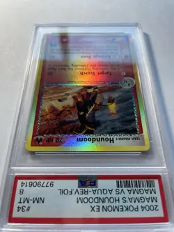 PSA 8 Team Magma's Houndoom 34/95 Reverse Foil EX Magma vs Aqua 2004 Pokemon TCG - Image 3