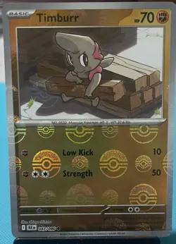 Timburr 047/086 Master Ball Holo Pokemon SV: Black Bolt English - Image 1