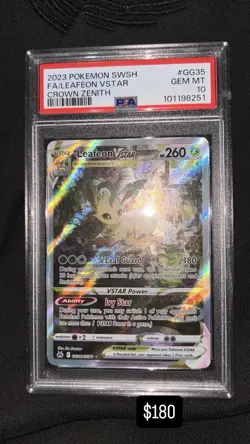 2023 POKEMON SWORD & SHIELD CROWN ZENITH #GG35 FULL ART/LEAFEON VSTAR PSA 10 - Image 1