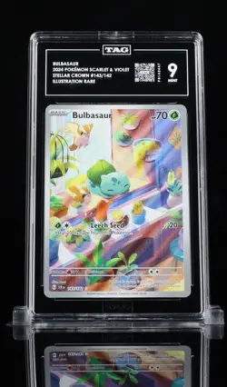 Pokemon Bulbasaur # 143/142 Stellar Crown Illustration Rare Tag 9 Mint - Image 1