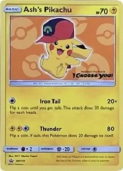 Lightly Played Ash's Pikachu - SM110 - SM Black Star Promo Pokemon SM Promos - Image 1