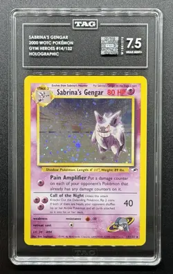 2000 Pokemon Gym Heroes Sabrina’s Gengar 14/132 Holo TAG 7.5 Near Mint + NM+ - Image 3