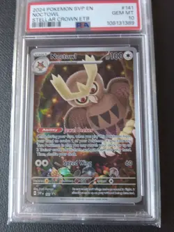 Pokemon TCG Stellar Crown Noctowl Illustration Rare ETB Promo #SVP 141 (PSA-10) - Image 1