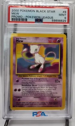 2000 POKEMON PROMO BLACK STAR POKEMON LEAGUE #8 MEW PSA 9 - Image 1