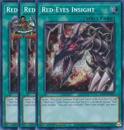 Yugioh! 3x Red-Eyes Insight RA03-EN061 Secret Rare 1st Ed NM - Image 1