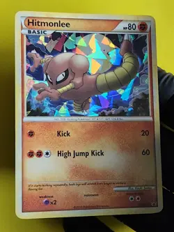 Hitmonlee HGSS25 Black Star Promo Cracked Ice Holo Pokemon Card Light Play - Image 1