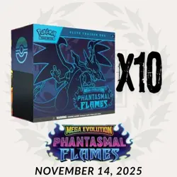Pokemon TCG - Mega Evolutions Phantasmal Flames ETBs - SEALED - 10 Box ETB Case - Image 1