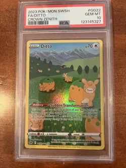 Pokemon TCG Ditto GG22/GG70 Crown Zenith: Galarian Gallery Holo PSA 10 - Image 1
