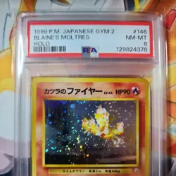 1999 Pokemon TCG Japanese Gym 2 Blaine’s MOLTRES Holo #146 PSA 8 - Image 3