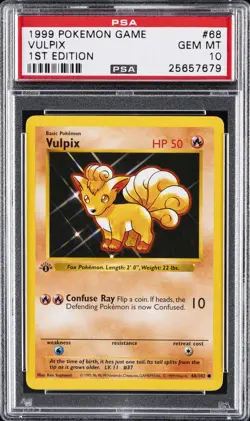 1999 POKEMON BASE SET 1ST EDITION#68 VULPIX PSA 10 - Image 1