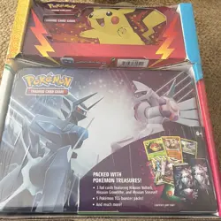Pokemon Pencil Case/Treasure Chest 2 Tin Set - 7 packs, 3 Holograms + More *NEW* - Image 1