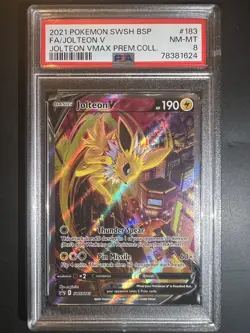 Pokemon TCG Jolteon v SWSH183 Black Star Promo Holo Full Art 2021 Card PSA 8 - Image 1