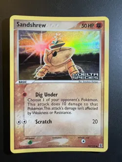 Pokemon Card Ex Delta Species Sandshrew 82/113 2005 Reverse Stamped Holo - Image 1