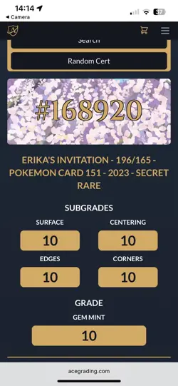 Pokemon Card Erika's Invitation SR 196/165 SV2a Trainer CHINESE 151 Ace 10 - Image 5