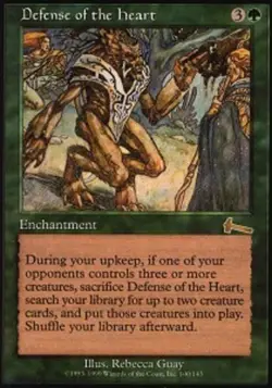 Heavy Play, English MTG Regular Defense of the Heart Urza's Legacy Magic the Gat - Image 1