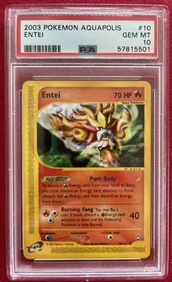 Entei Aquapolis PSA 10 #10 2003 Pokemon - Image 1