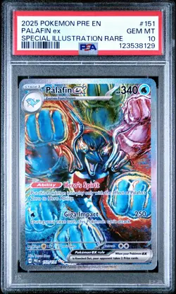 2025 POKEMON PRE EN-PRISMATIC EVOLUTIONS #151 PALAFIN EX PSA 10 - Image 1