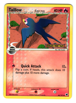 2006 Pokemon Dragon Frontiers Taillow (Delta Species) 66/101 Reverse Holo LP - Image 1