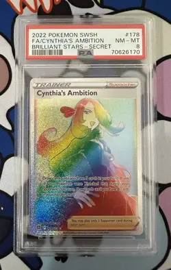 Pokemon SWSH Brilliant Stars Cynthia’s Ambition 178/172 PSA 8 NM-MINT Secret TCG - Image 1