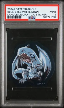 Yugioh PSA 9 Blue Eyes White Dragon Lawson Collab Langue De Chat Sticker 2024 - Image 1