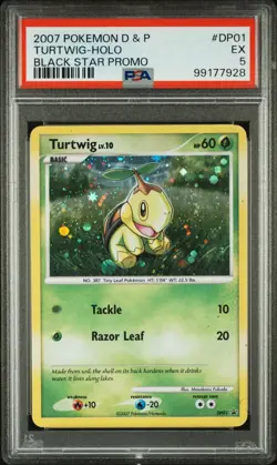 TURTWIG 2007 POKEMON DIAMOND PEARL D&P #DP01 BLACK STAR PROMO HOLO CARD PSA 5 - Image 1