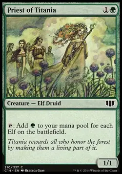 MTG Magic the Gathering Priest of Titania (210/373) Commander 2014 LP - Image 1