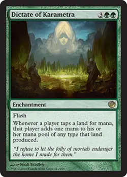 MTG Dictate of Karametra - Foil, Journey Into Nyx, Moderately Played, English - Image 1