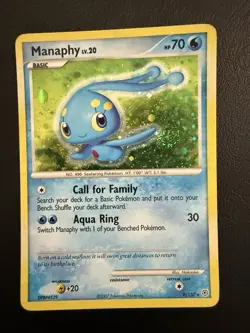 Pokemon TCG- Manaphy- 9/130- Holo Rare with Swirl- Pokemon Diamond & Pearl- LP - Image 1